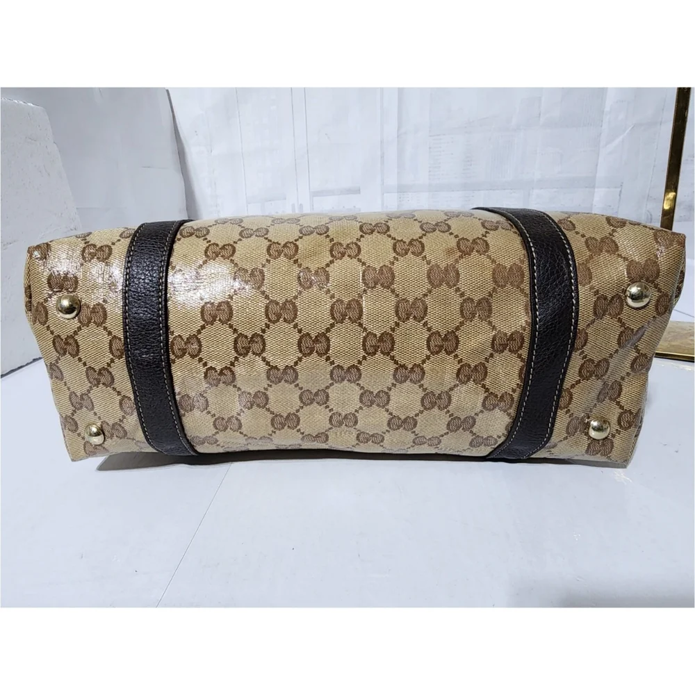 GUCCI Crystal Monogram Medium Abbey Tote Brown - Picture 9 of 12